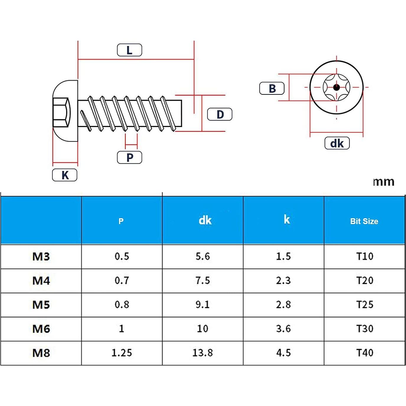 Kit de Tornillos de Seguridad Torx T10 - 60 Pcs M3 Acero Inoxidable