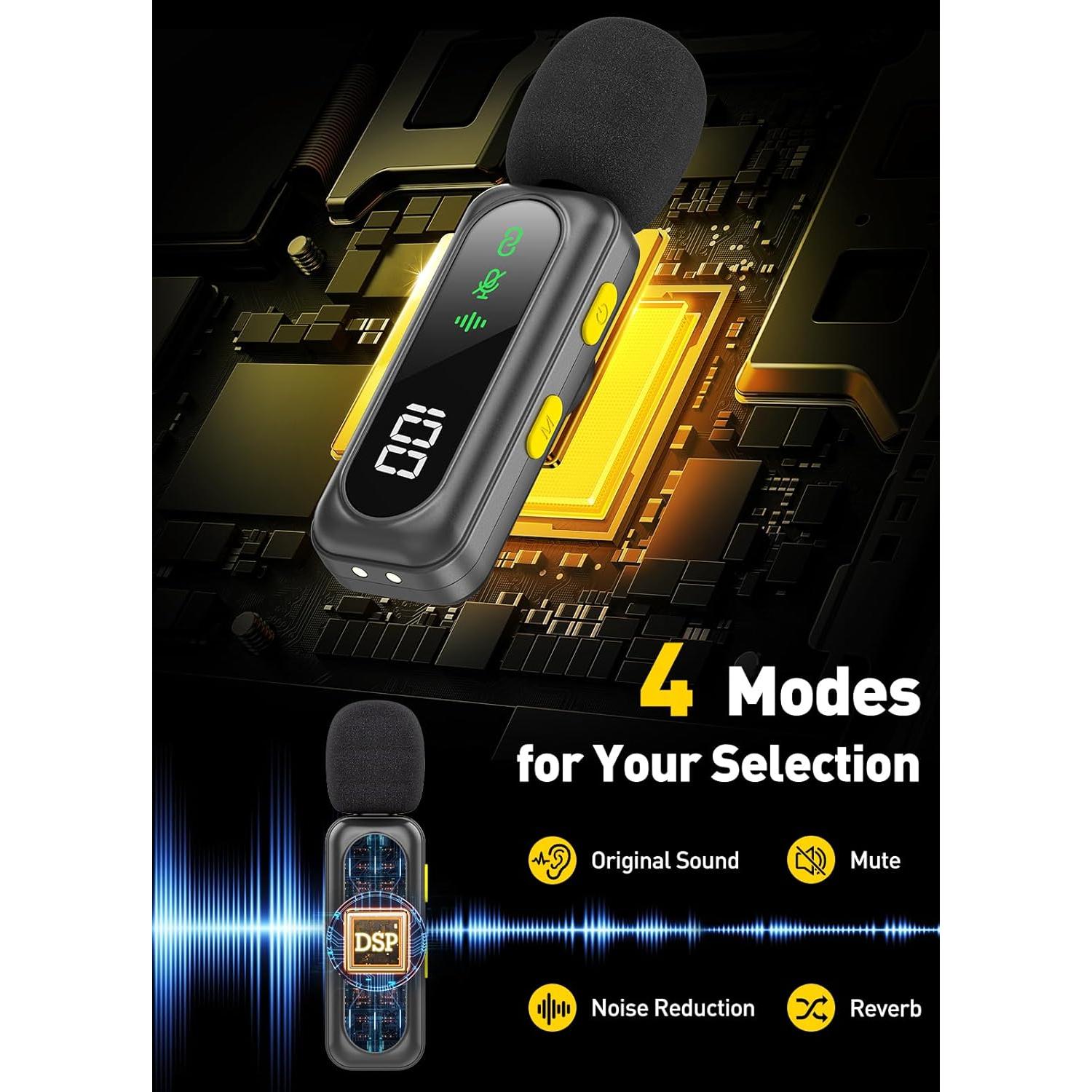 Micrófono Inalámbrico Lavalier Pufazest J20TC USB-C y Lightning