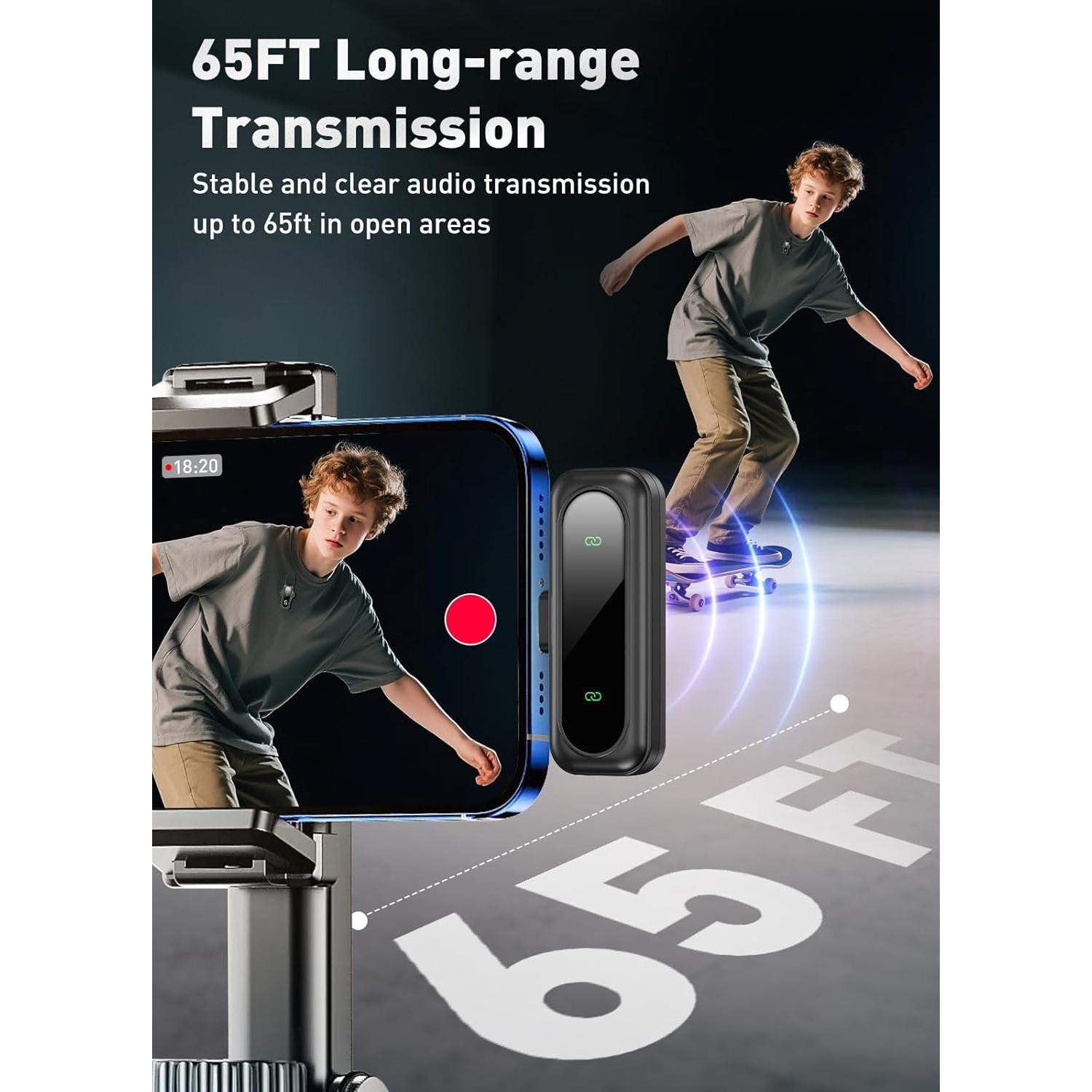 Micrófono Inalámbrico Lavalier Pufazest J20TC USB-C y Lightning