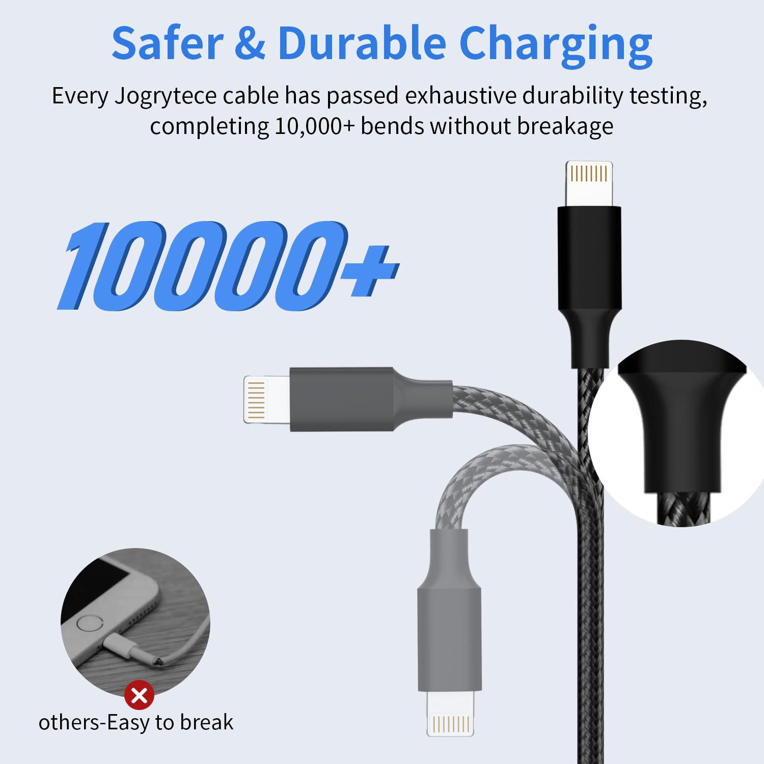 Cable de Carga 3 en 1 Jogrytece 1.22m USB C, Micro USB, Lightning