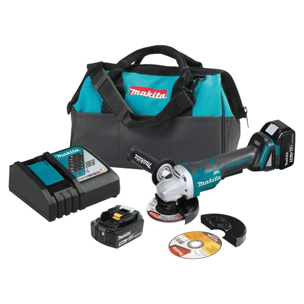 Amoladora Angular Makita XAG11T 18V 5" con Kit y Freno Eléctrico
