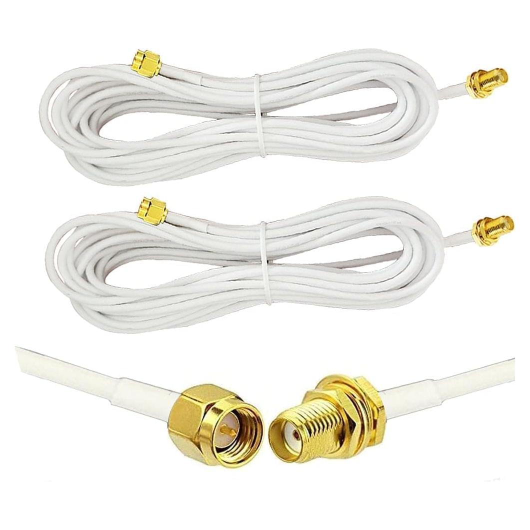 Cable de Extensión SMA 10m CORONIR Blanco Coaxial Bajo Pérdida