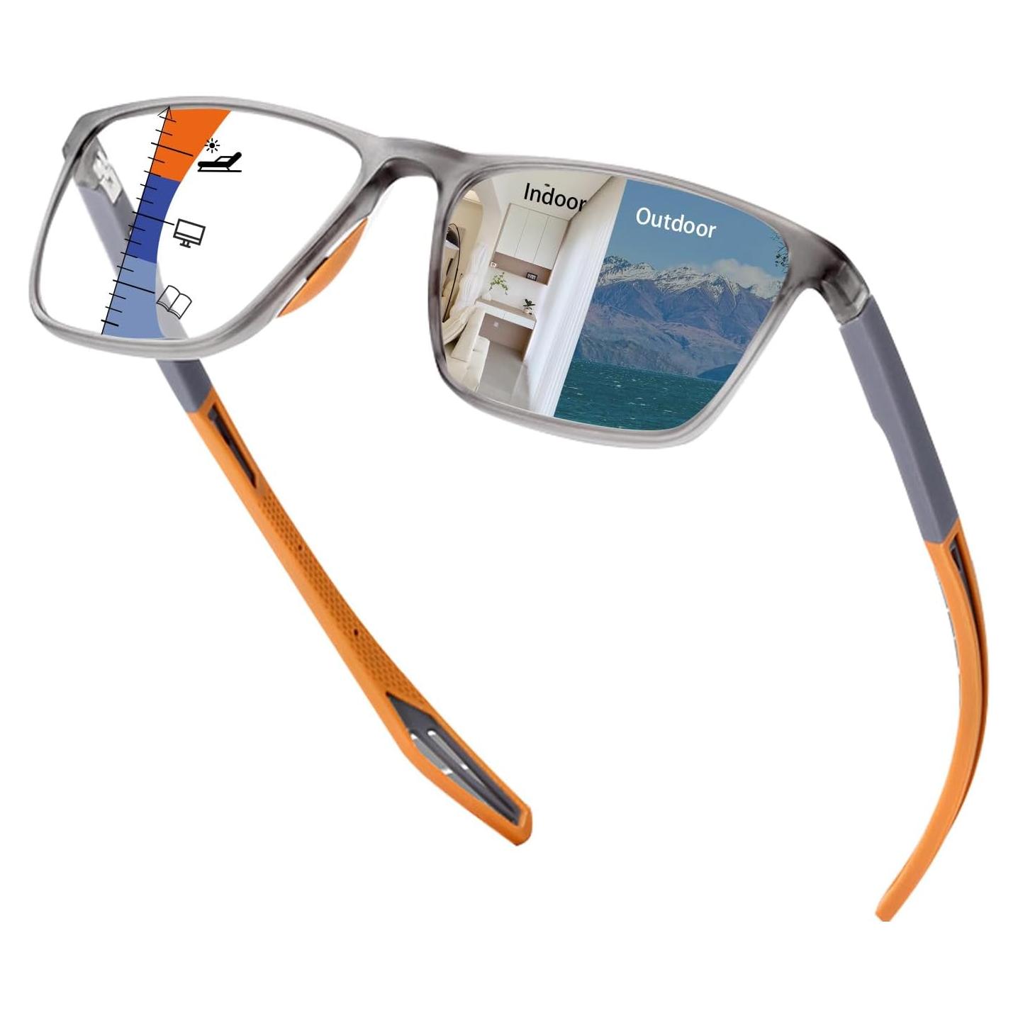 Gafas de lectura progresivas fotoquímicas TR90 3.0x Naranja