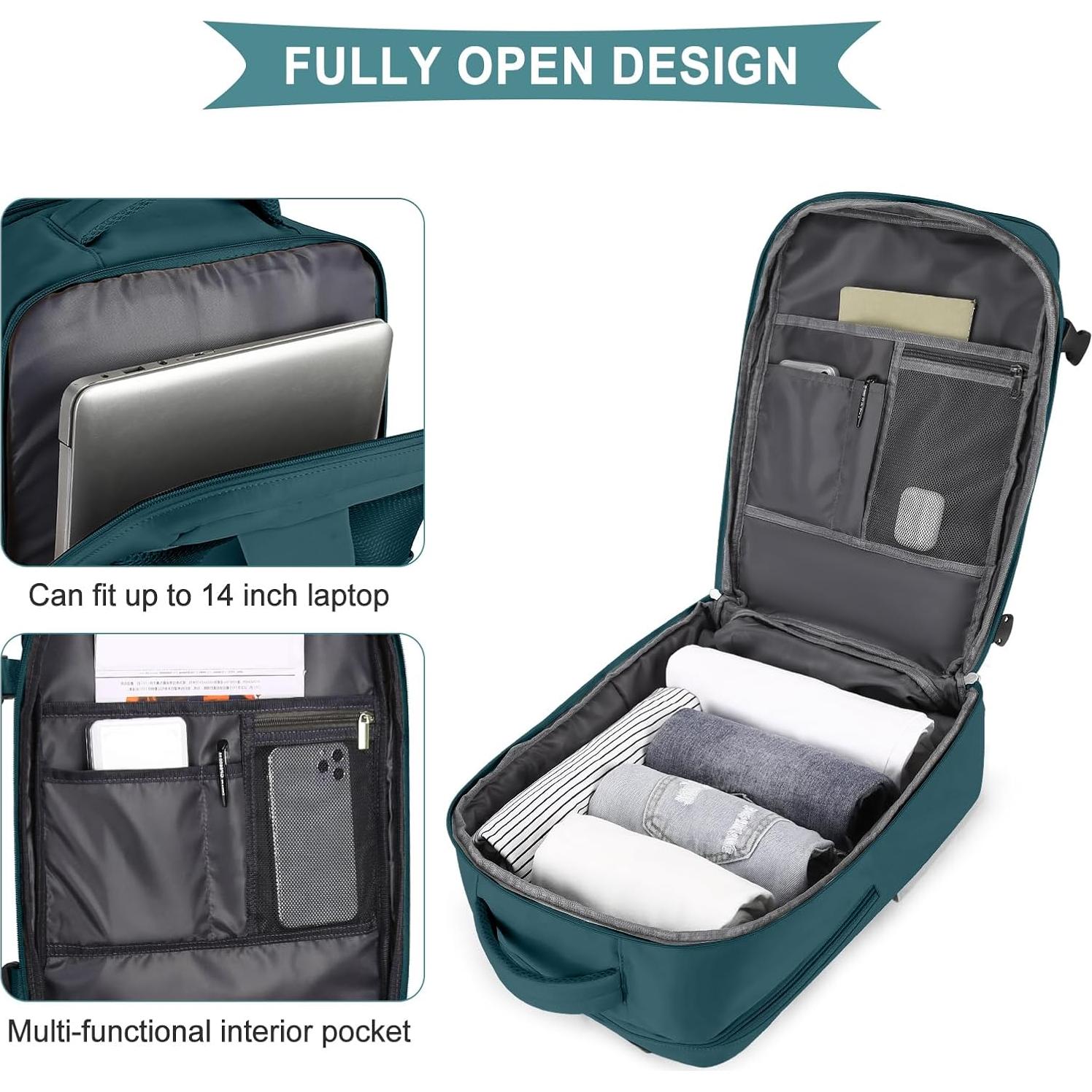 Mochila de Viaje Coowoz 25L Impermeable Unisex Azul Pavo Real