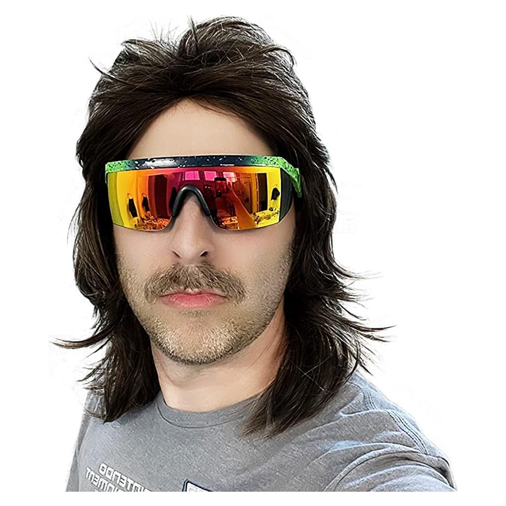 Peluca Mullet Traqur para Hombre Ajustable 58 cm Negro