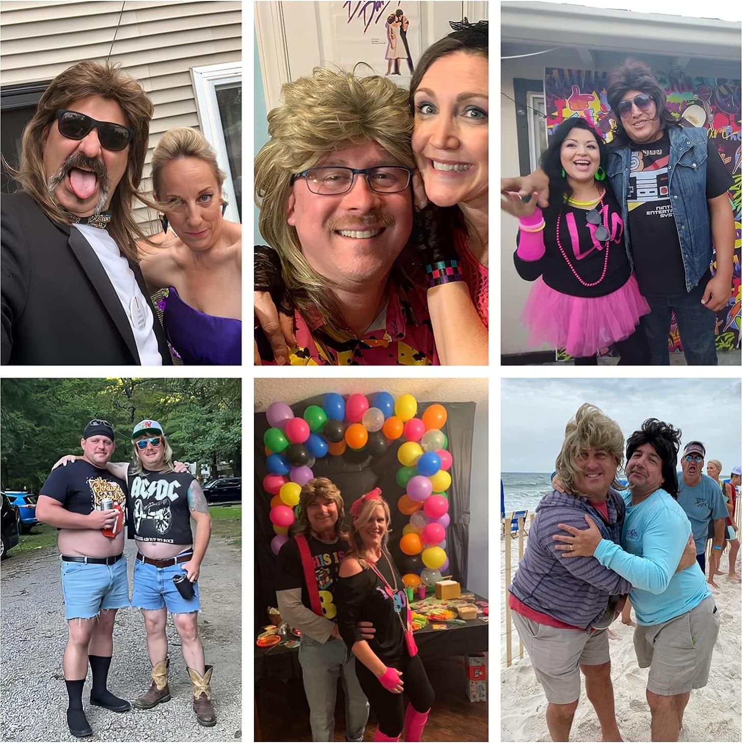 Peluca Mullet Traqur para Hombre Ajustable 58 cm Negro