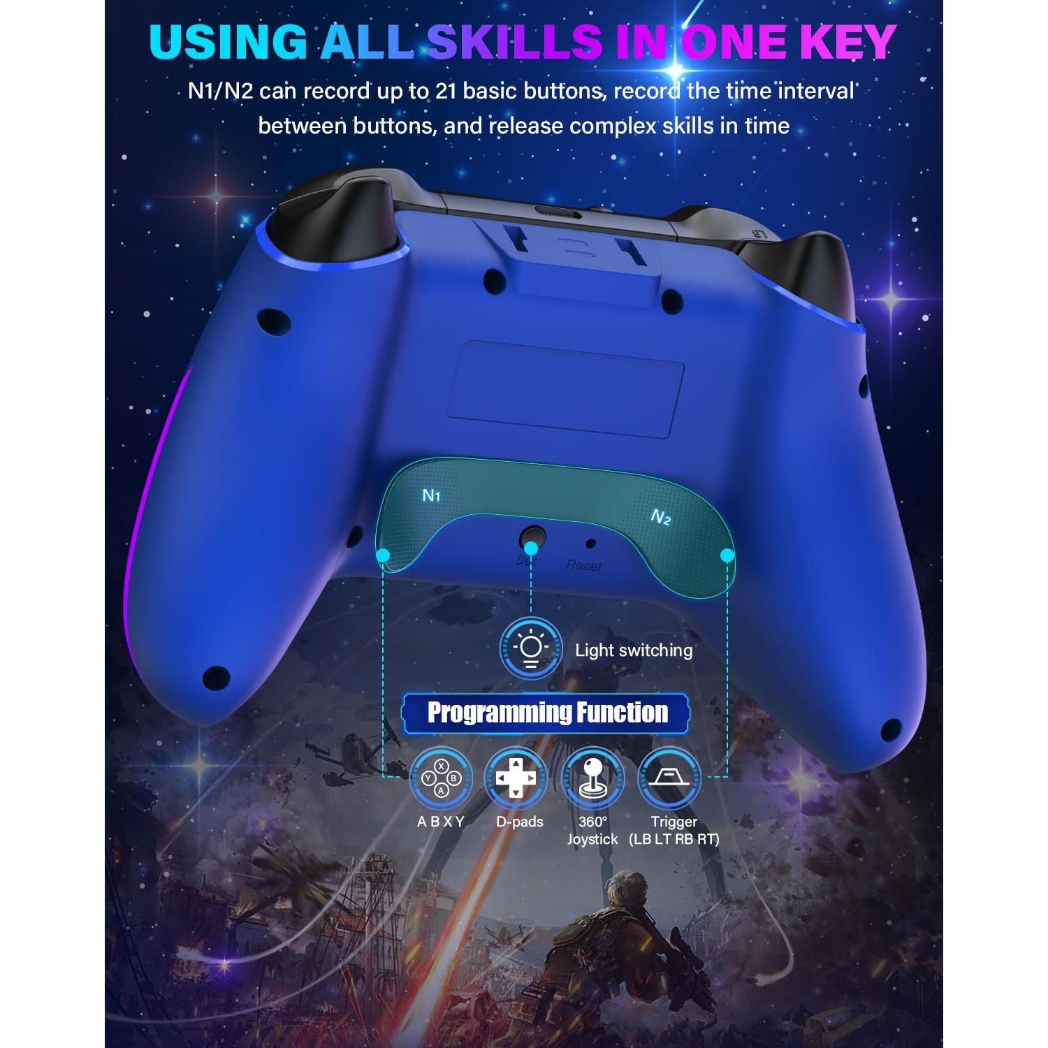 Controlador Inalámbrico Pro ZRZLMVP para Nintendo Switch Azul