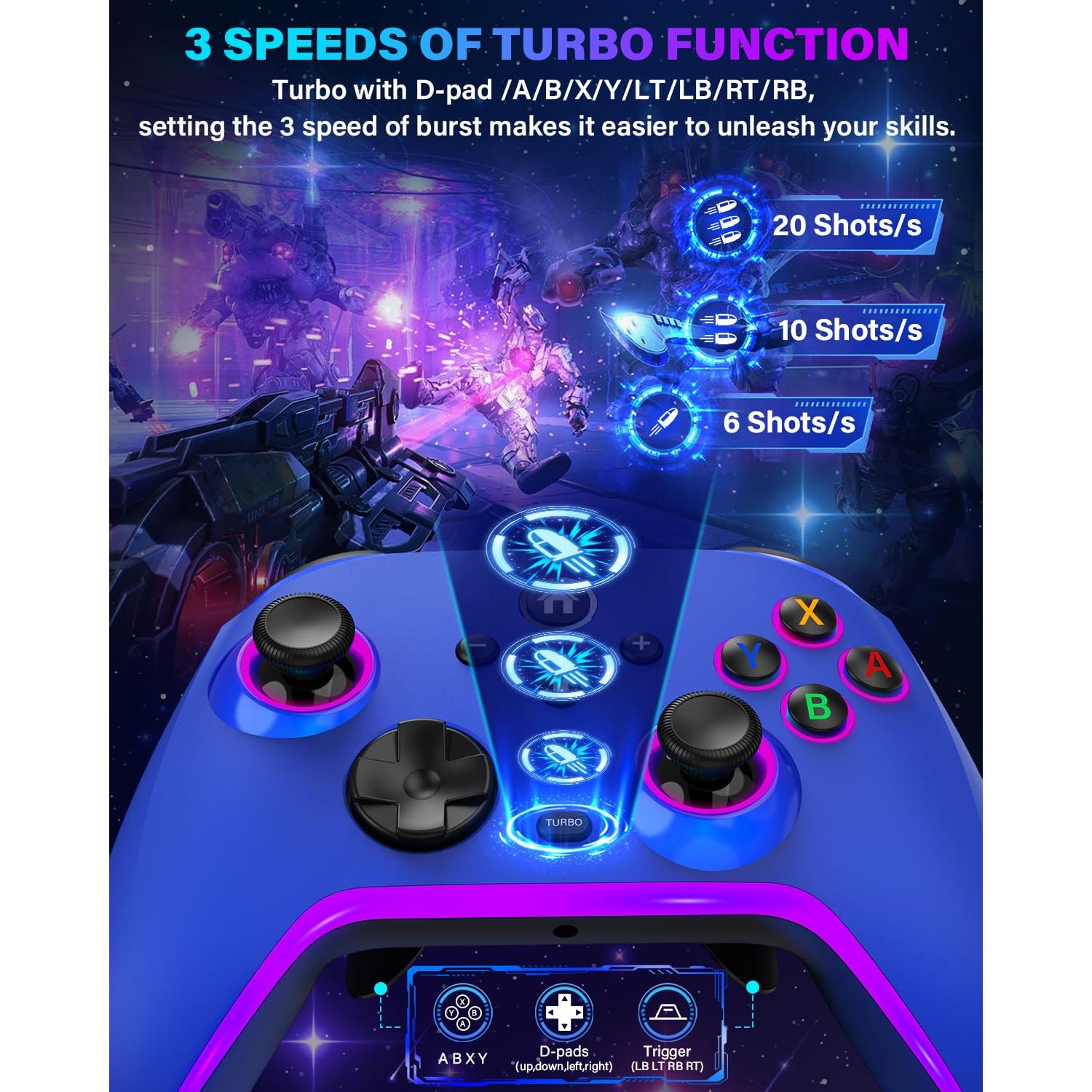 Controlador Inalámbrico Pro ZRZLMVP para Nintendo Switch Azul