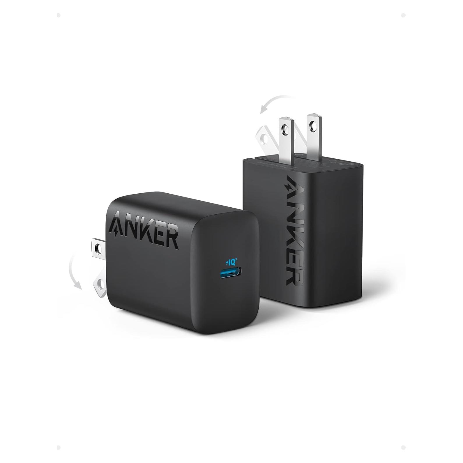 Cargador Anker 312 30W USB-C Plegable Pack de 2 Negro