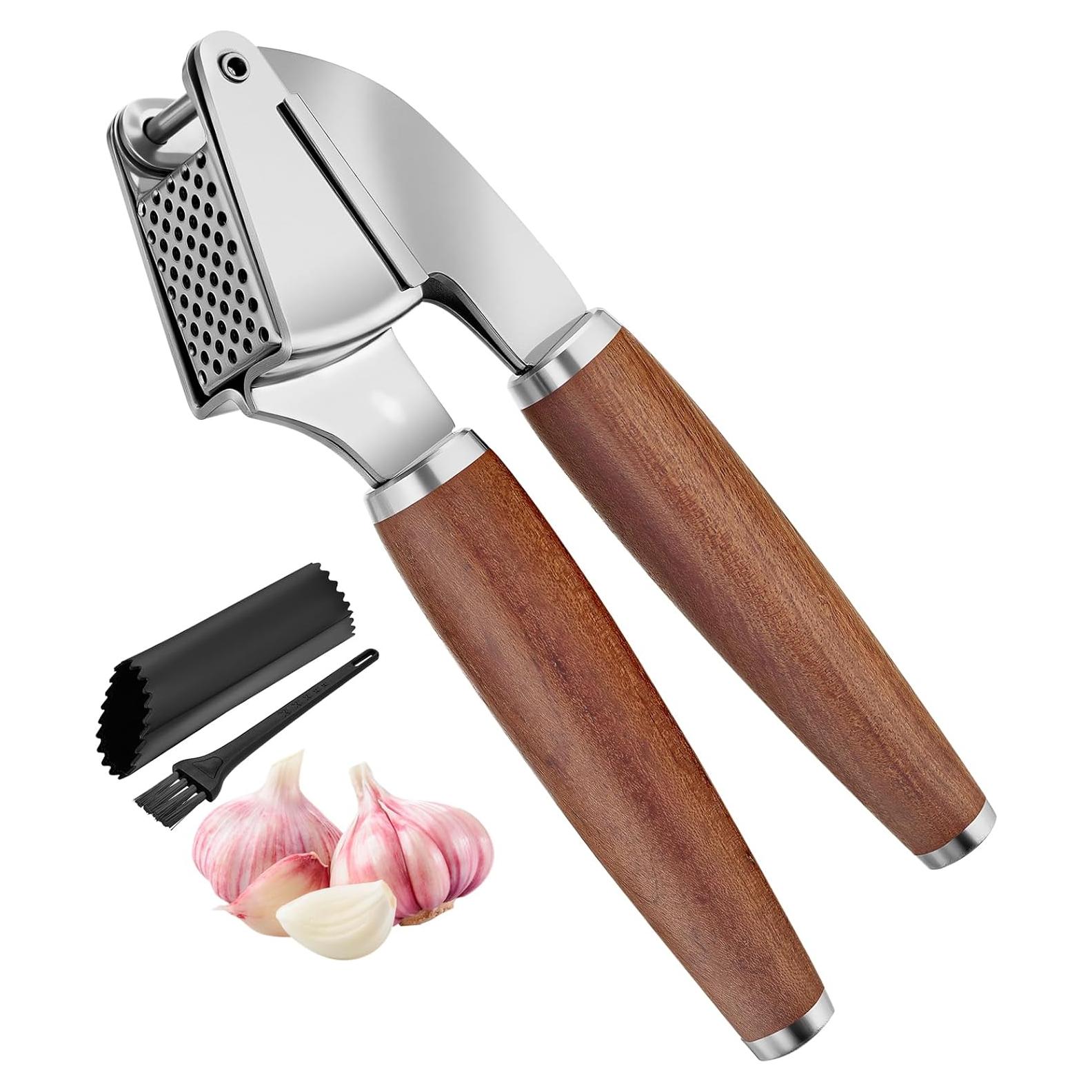 Prensa de Ajo KULUNER con Pelador y Mango de Madera 300g