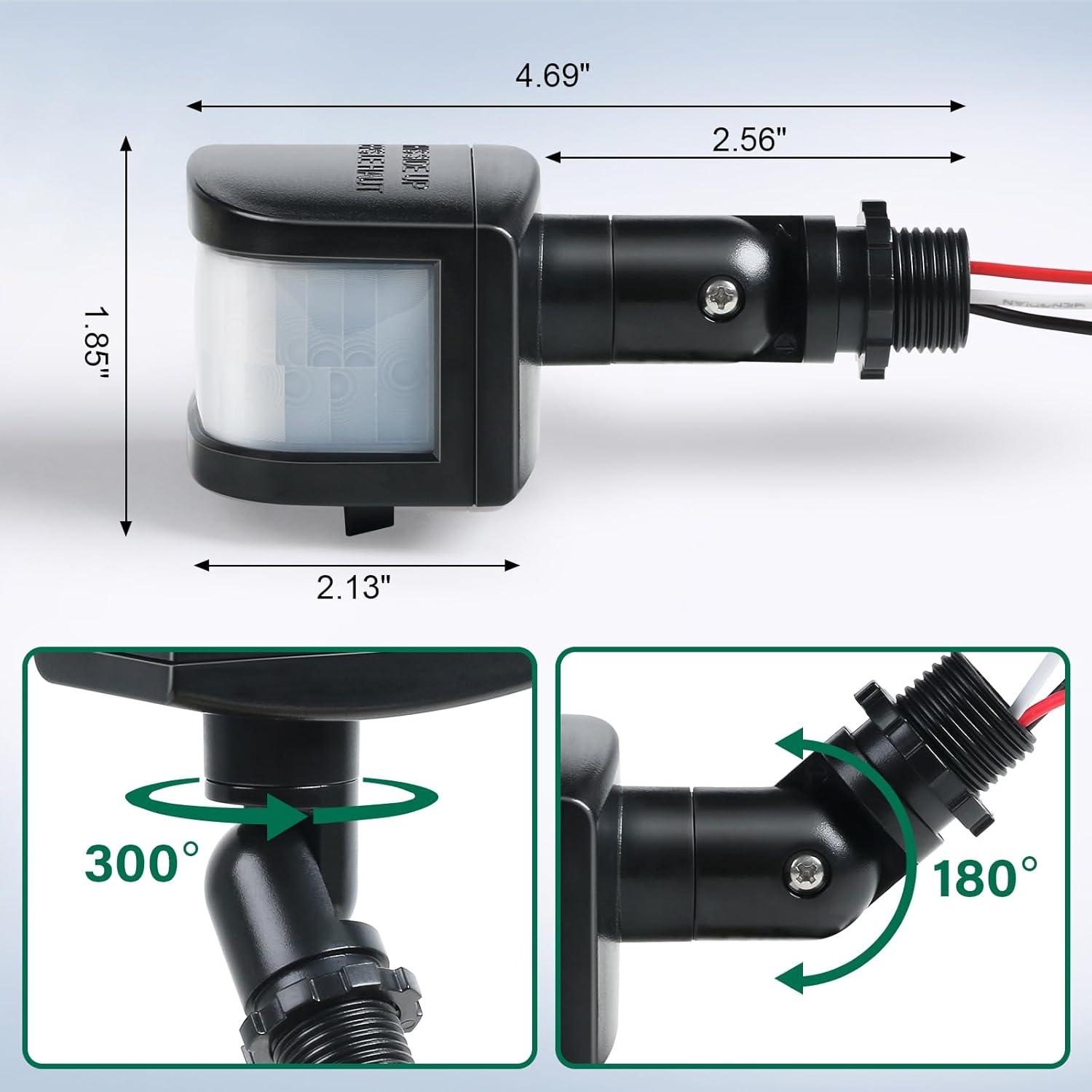 Sensor de Movimiento Treewell 240° Negro, Alcance 18.3m, LUX Ajustable