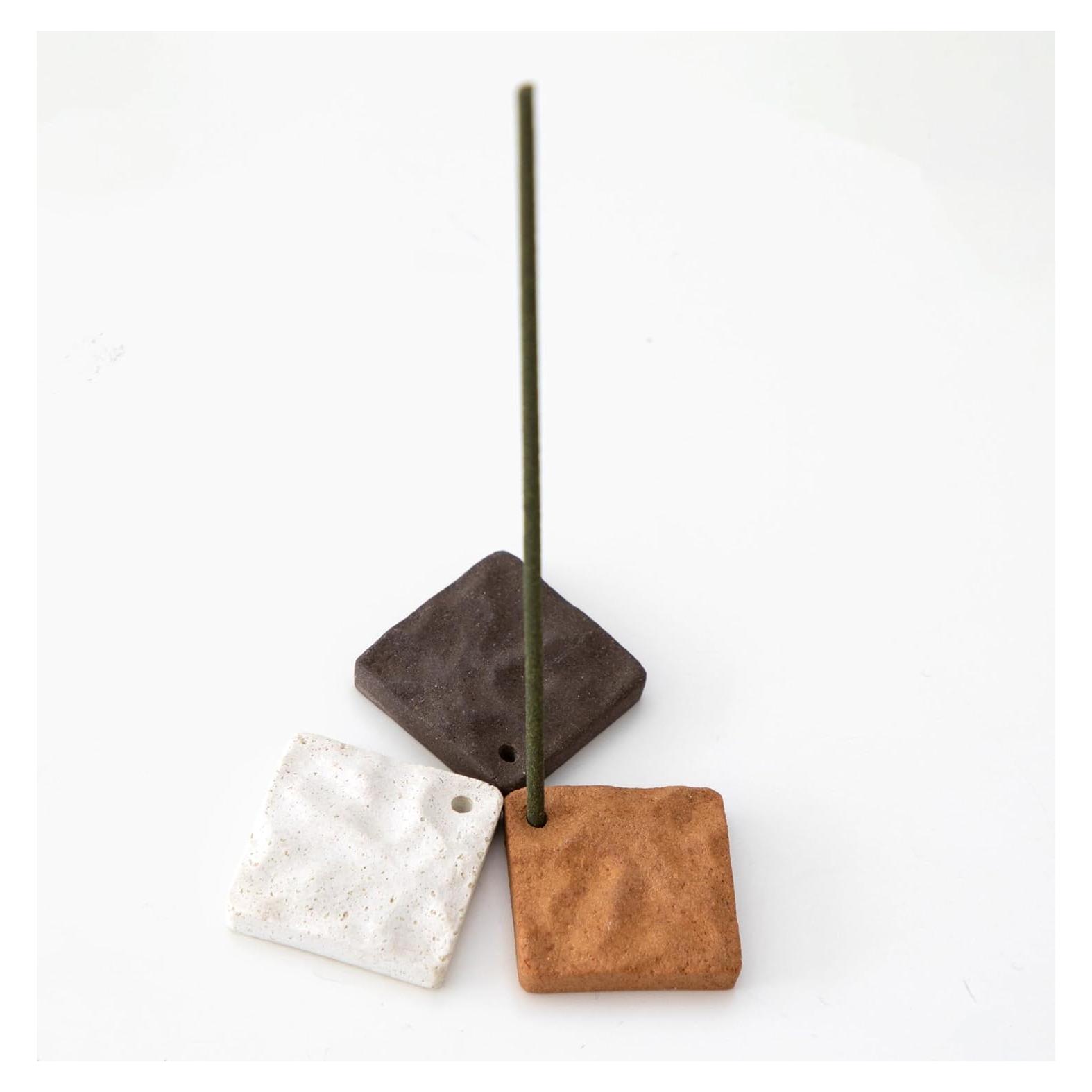 Soportes de Incienso Mini Asayu Japón Kazenami - Cerámica Ecológica, 3 Piezas