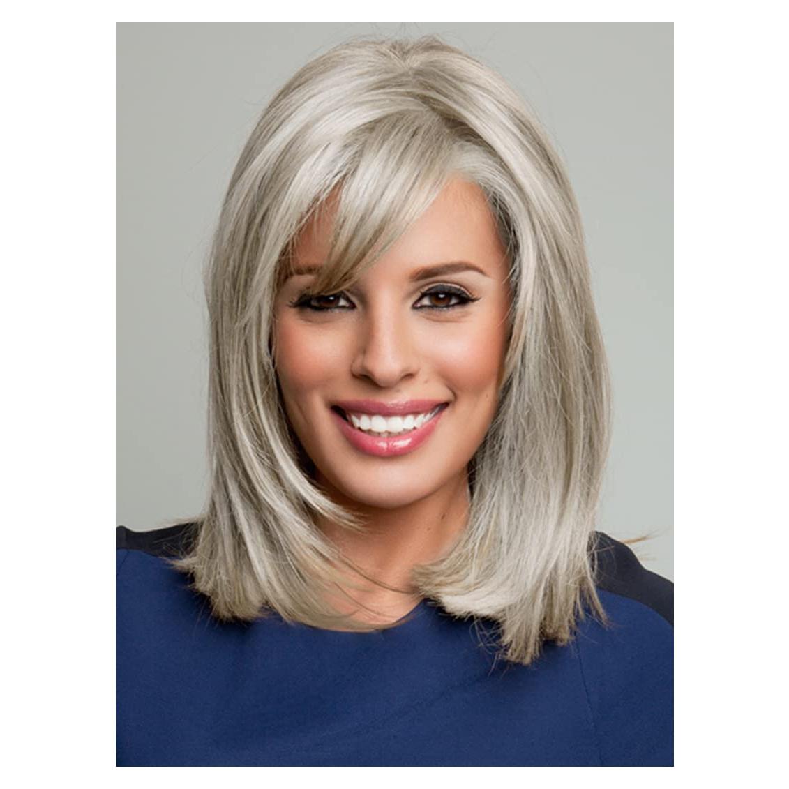 Peluca Sintética GNIMEGIL Gris Ceniza con Flequillo