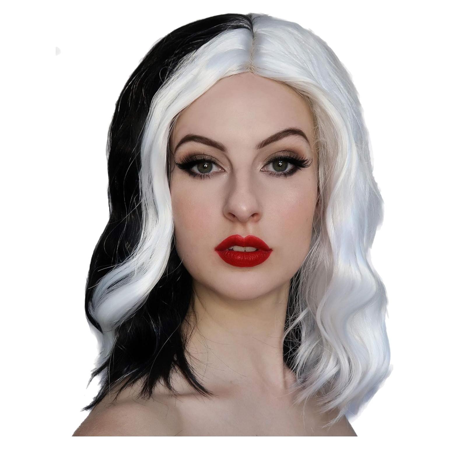 Peluca ALLAURA Cruel DeVil Negra y Blanca - Gótica