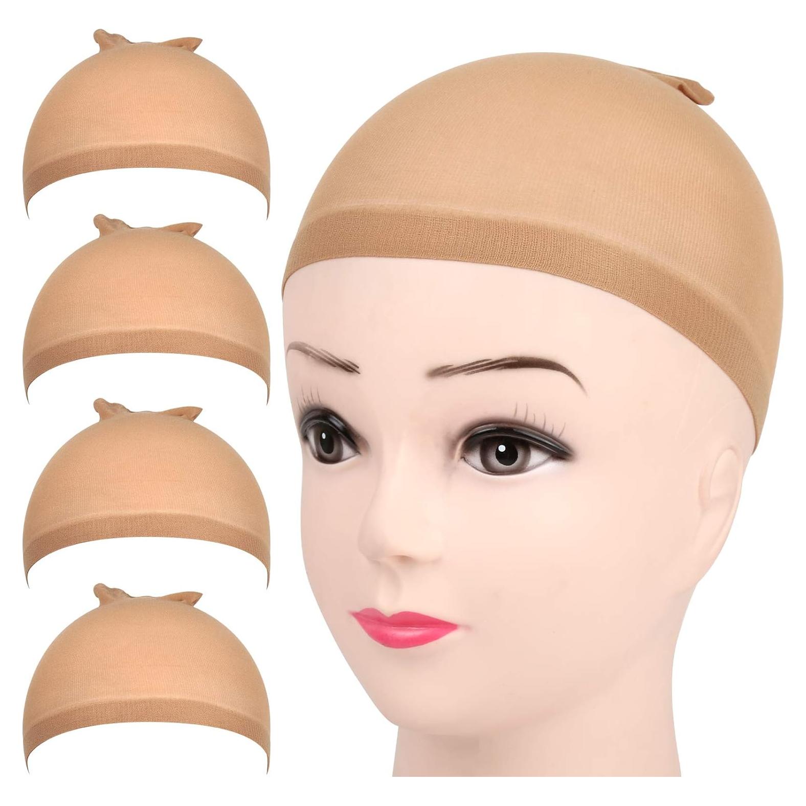 Gorras de Peluca de Nylon Fandamei 4 Piezas Estirables