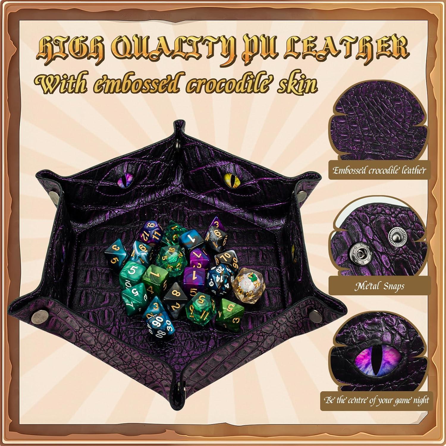 Bandeja de Dados Hexagonal Byhoo Púrpura, Colapsable y Duradera