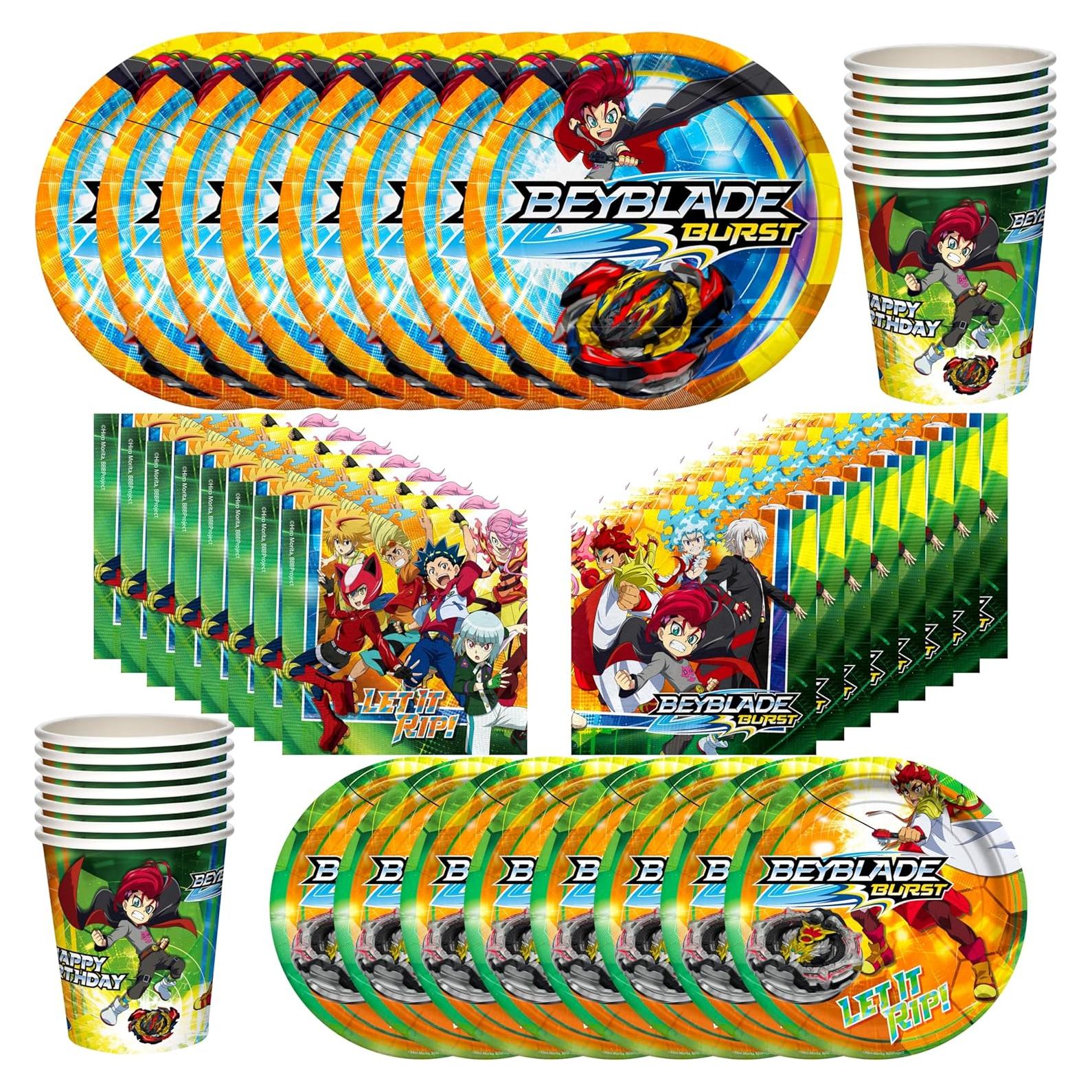 Set de Fiesta BEYBLADE BURST para 16 Invitados - Platos, Vasos y Servilletas