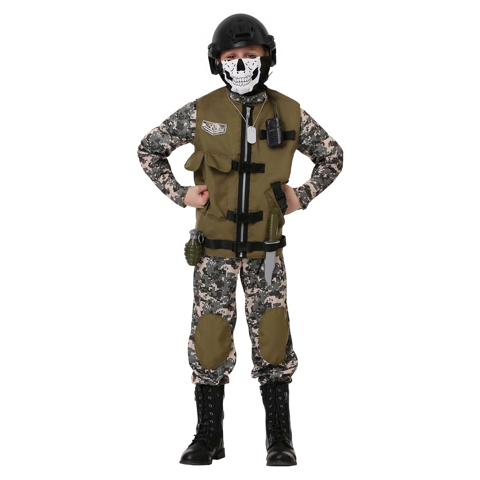 Disfraz de Camuflaje para Niños - Chaleco Táctico y Accesorios