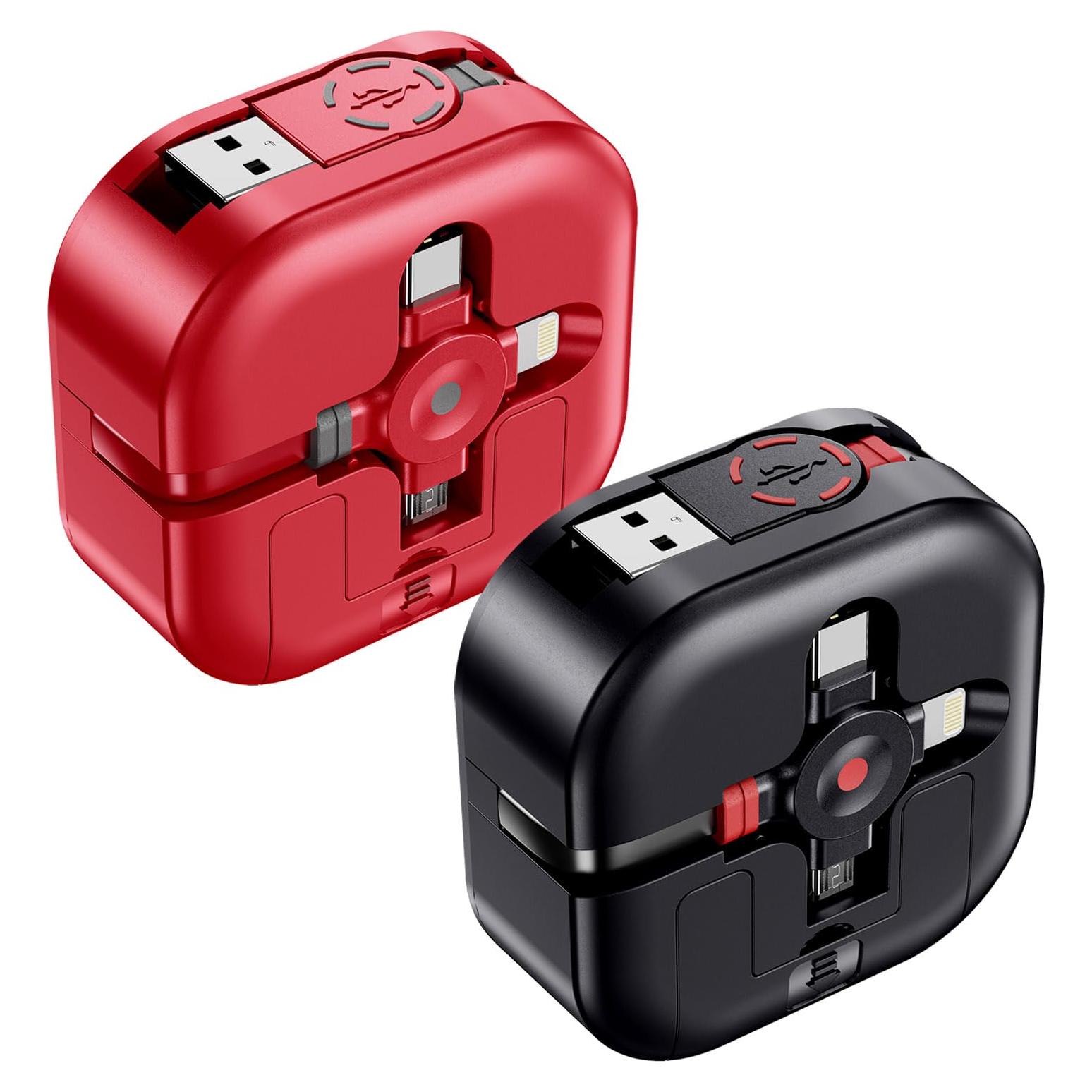 Multi Charging Cable 4.5A, 4Ft/2Pack Multi Chargers for All Devices 3 in 1 Retractable Car Cable Fast Charging USB C Cord with Type C/Micro USB Port for Samsung S24,iPhone 16 15,PS,Tablets & More