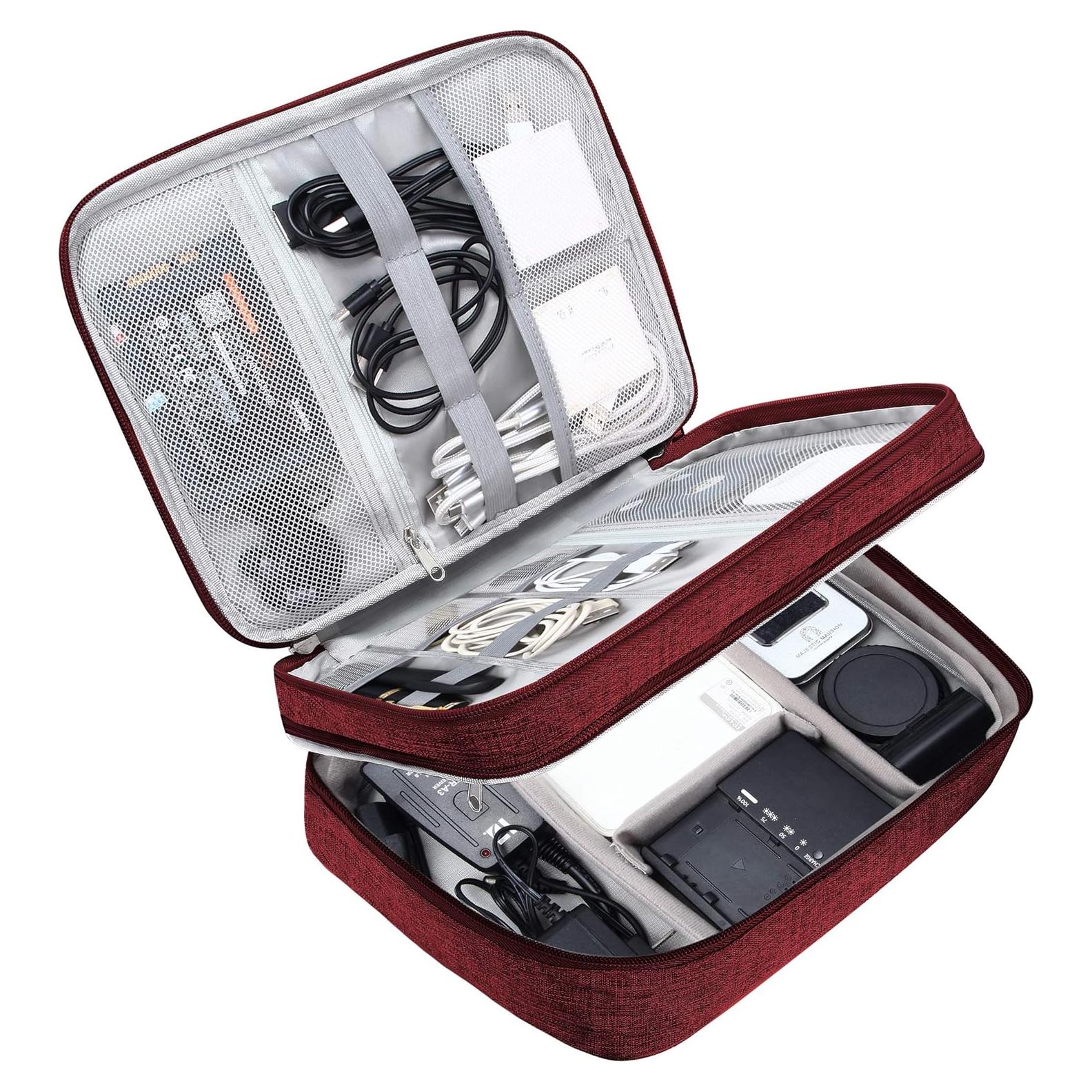 Bolsa Electrónica de Viaje SELLFELLY Rojo Vino Organizador