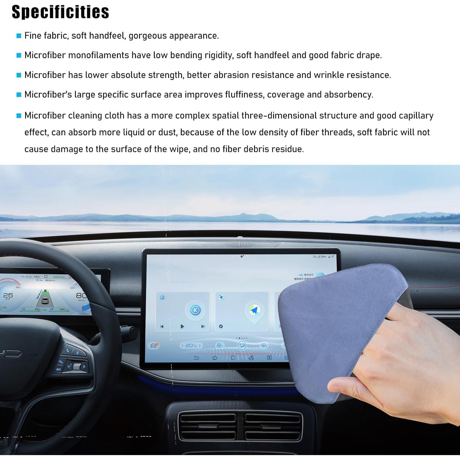 Limpiador de Pantallas de Coche Ohleats, Paño Microfibra 1Pcs