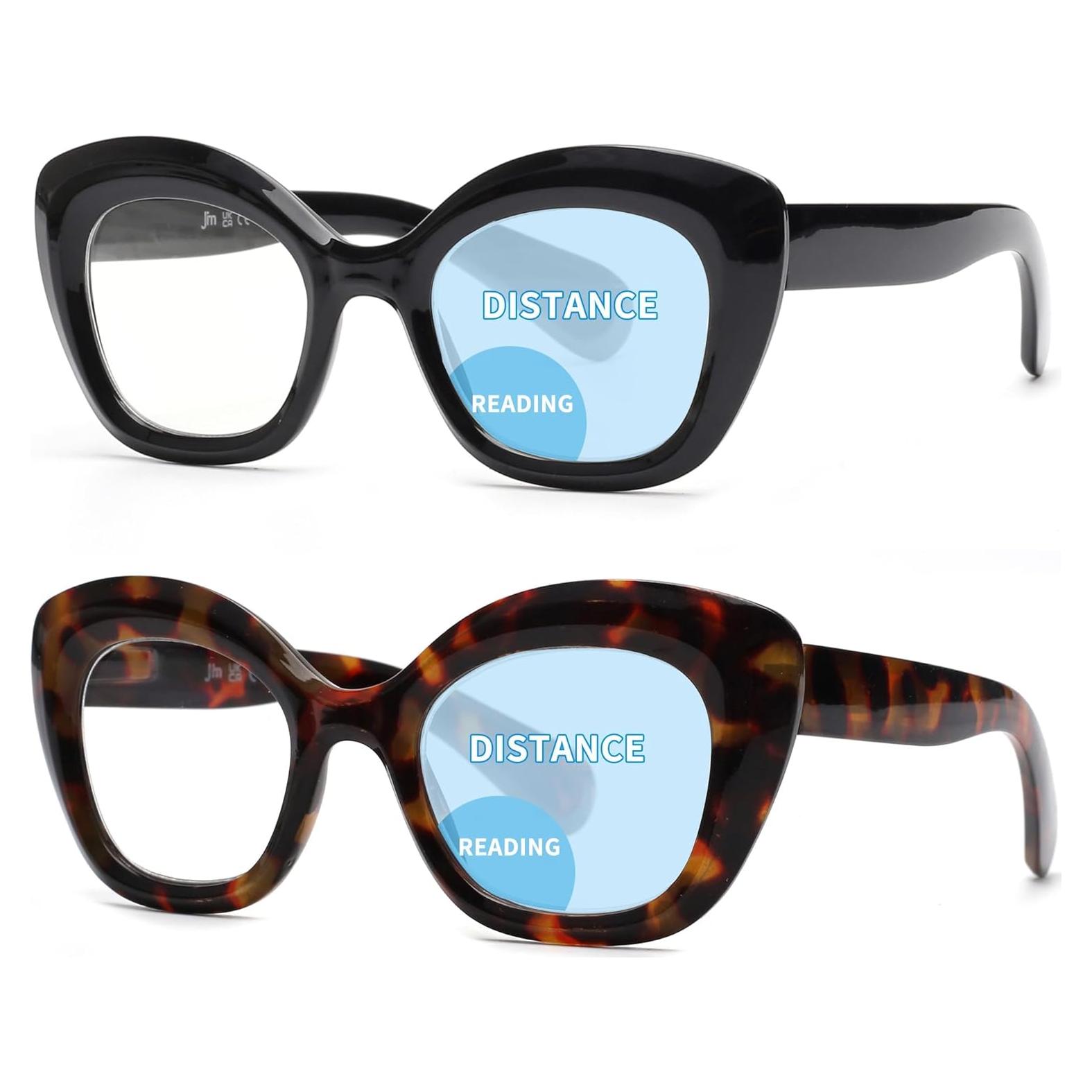 Gafas de lectura JM Cat-Eye 2 pares con bloqueo luz azul