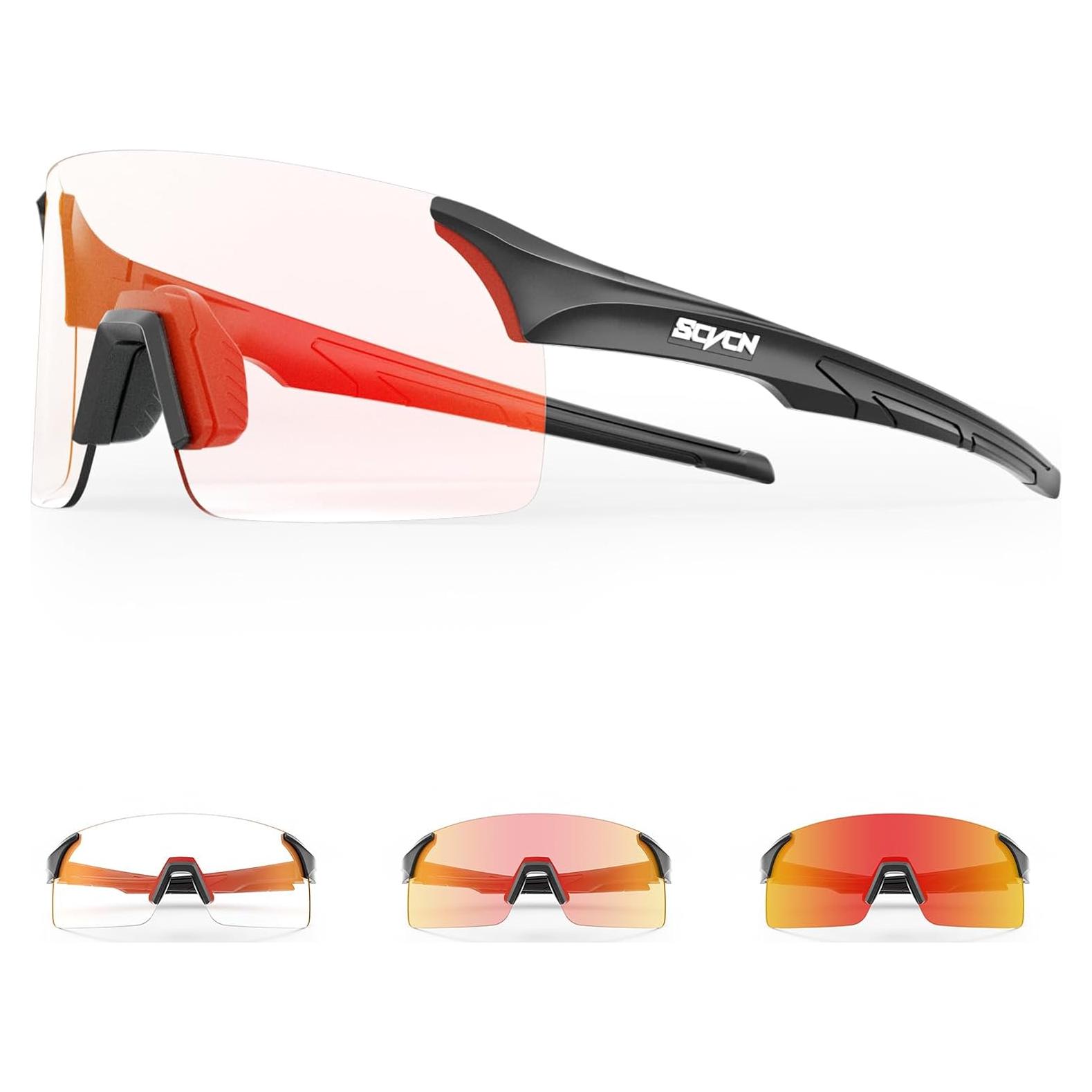 Gafas de Ciclismo Fotochromáticas SCVCN UV400 Unisex Rojo