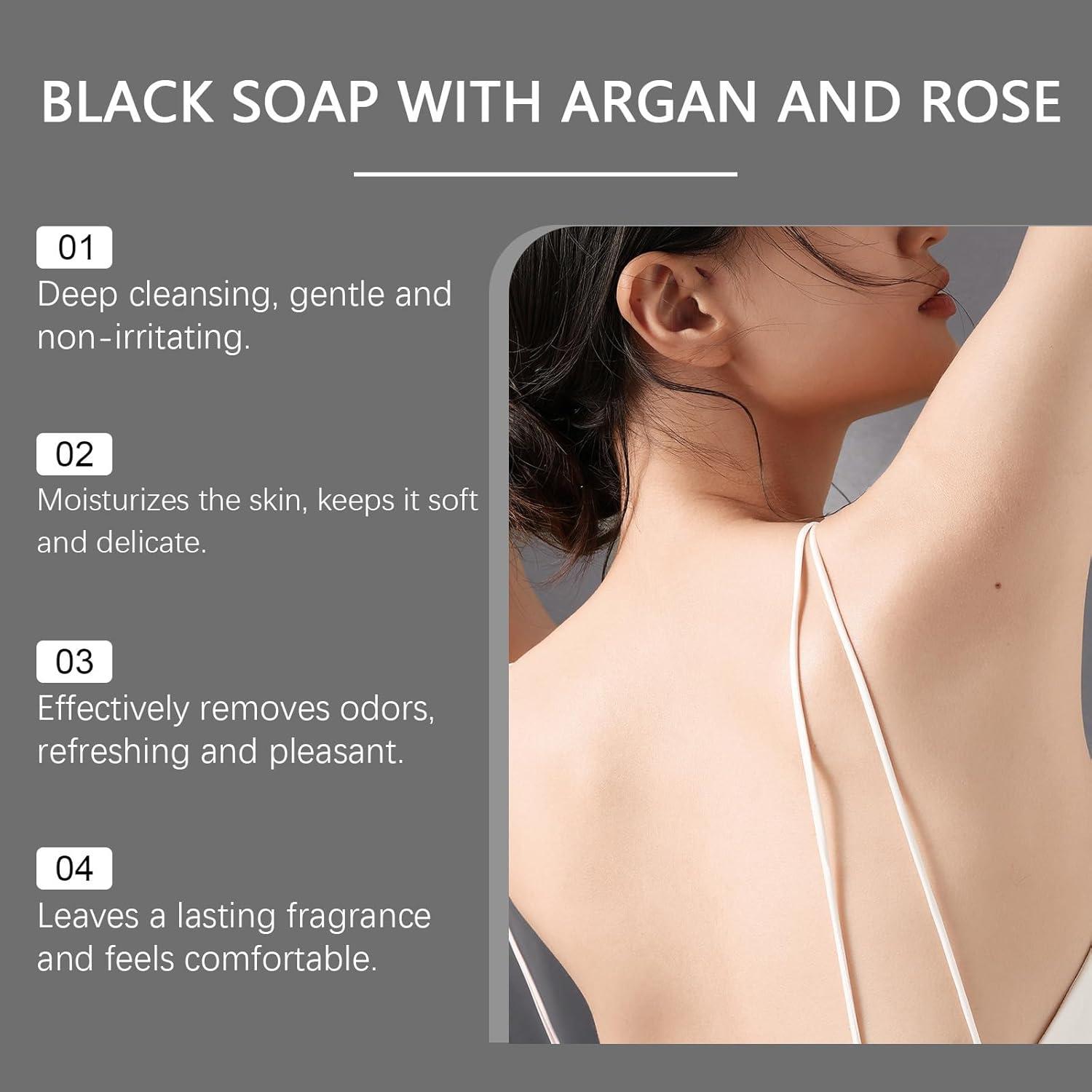 Jabón Negro Marroquí HuaQing 207 ml con Aceite de Argán y Rosa