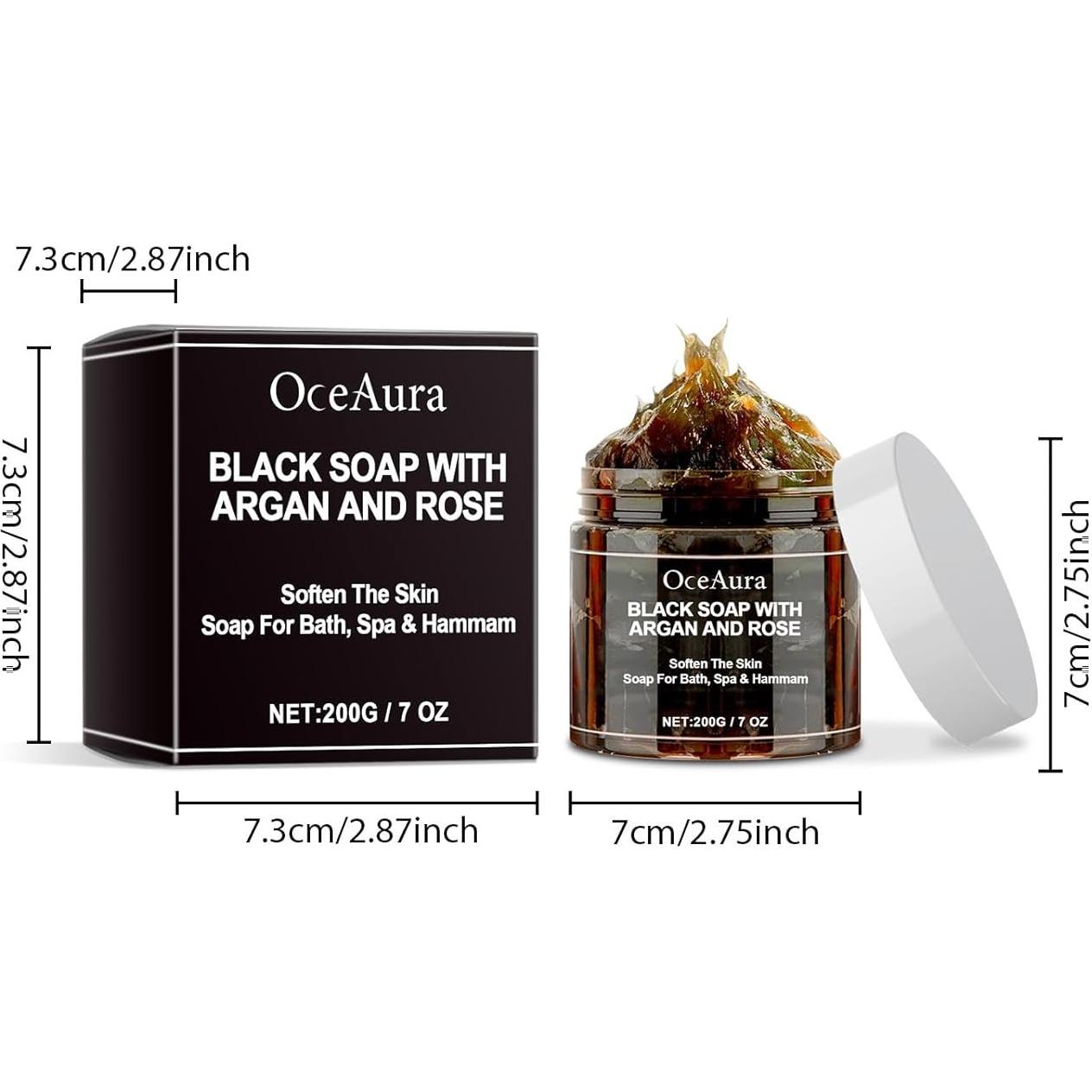 Jabón Negro Marroquí HuaQing 207 ml con Aceite de Argán y Rosa