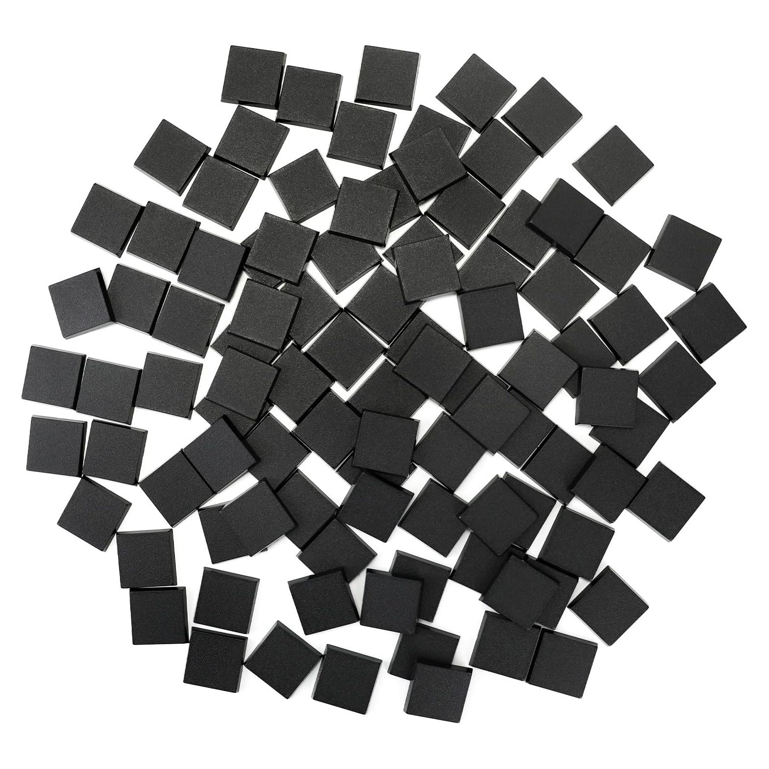 100 Bases Miniatura Cuadradas Negras 25mm FIGURESLAB para Juegos