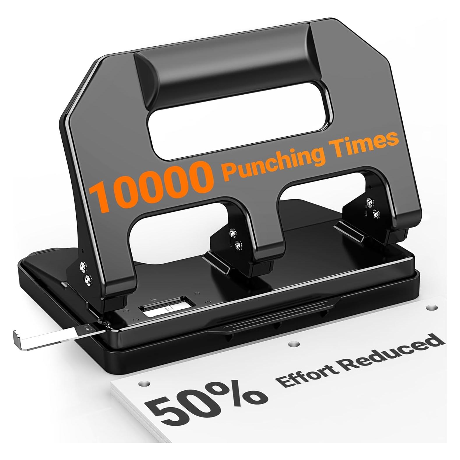 Perforadora de 3 Agujeros AFMAT HPX1 Metal 40 Hojas Negro