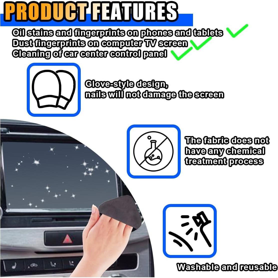 Paño Limpiador de Pantalla Táctil de Coche KITUREK 10.5x10.5cm