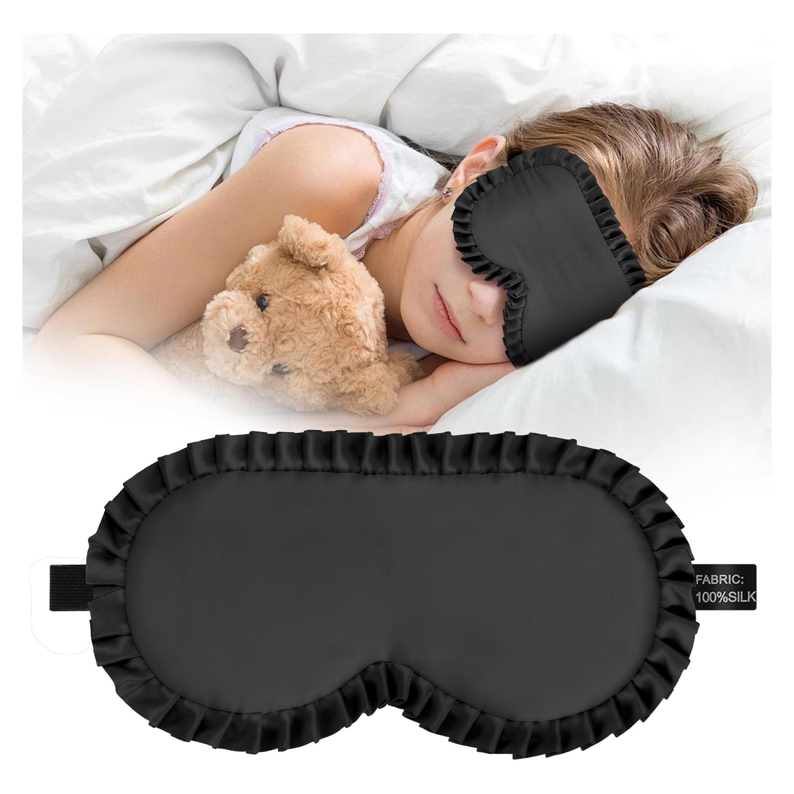 Máscara de Sueño para Niños Spacepower 100% Seda Negra