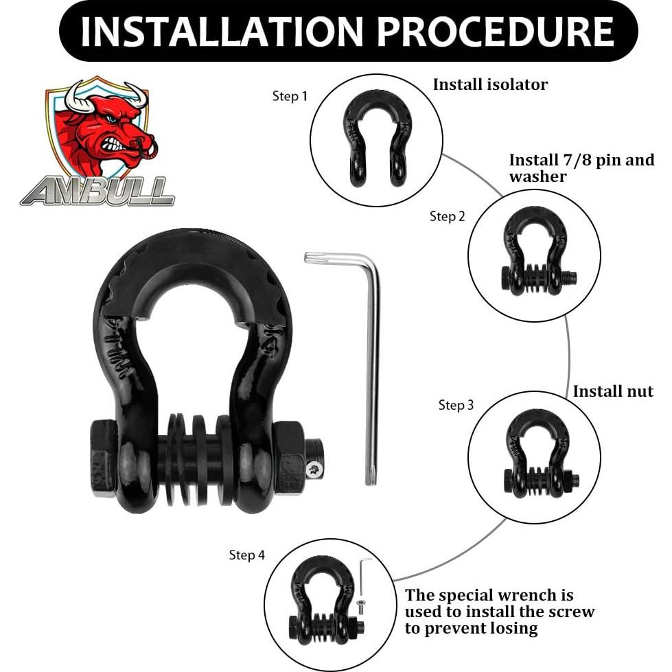 Grilletes D Ring Antirrobo AMBULL 3/4" 19T Capacidad 2 Pzas