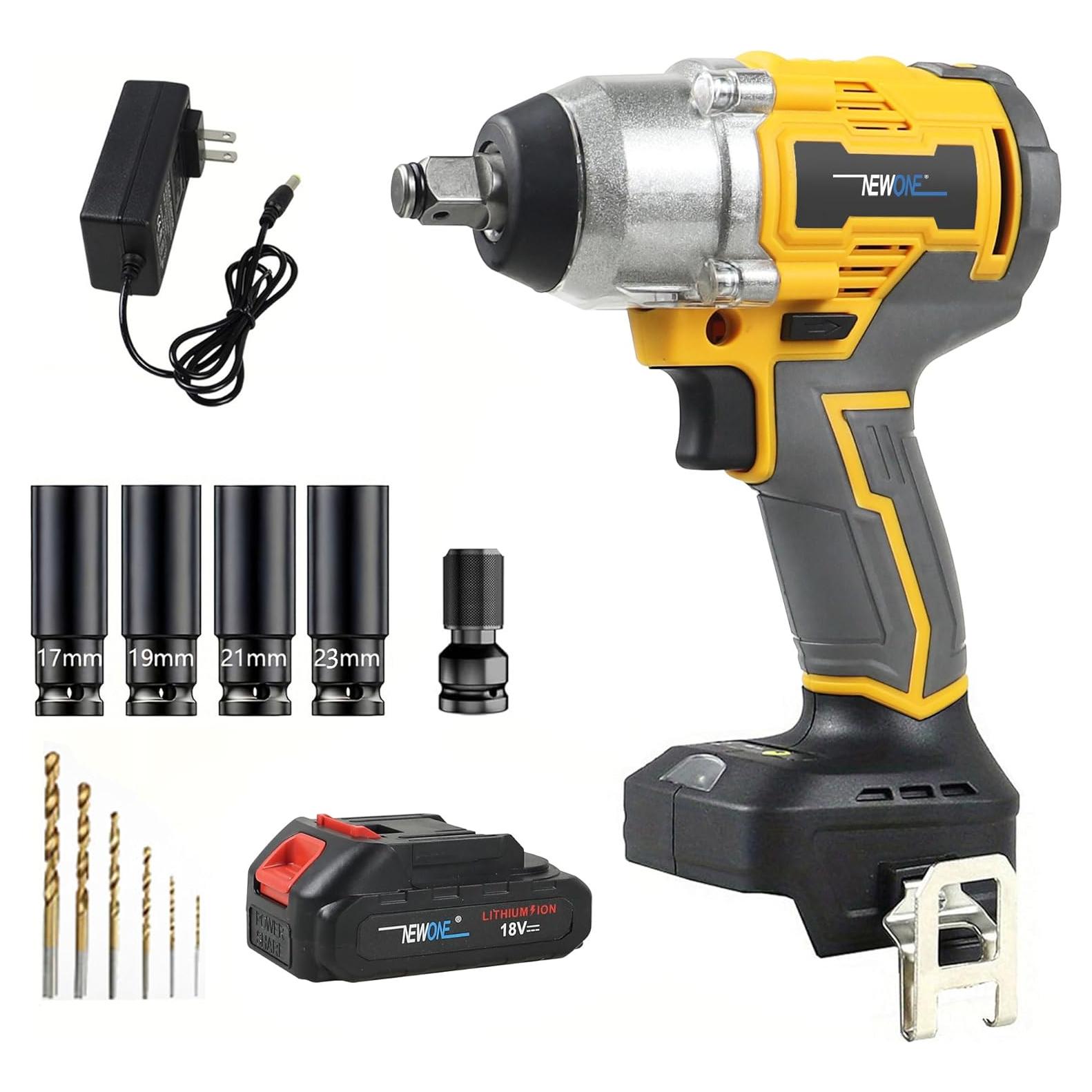 Llave de impacto sin cable NEWONE 20V 500N.m 2.63kg con accesorios