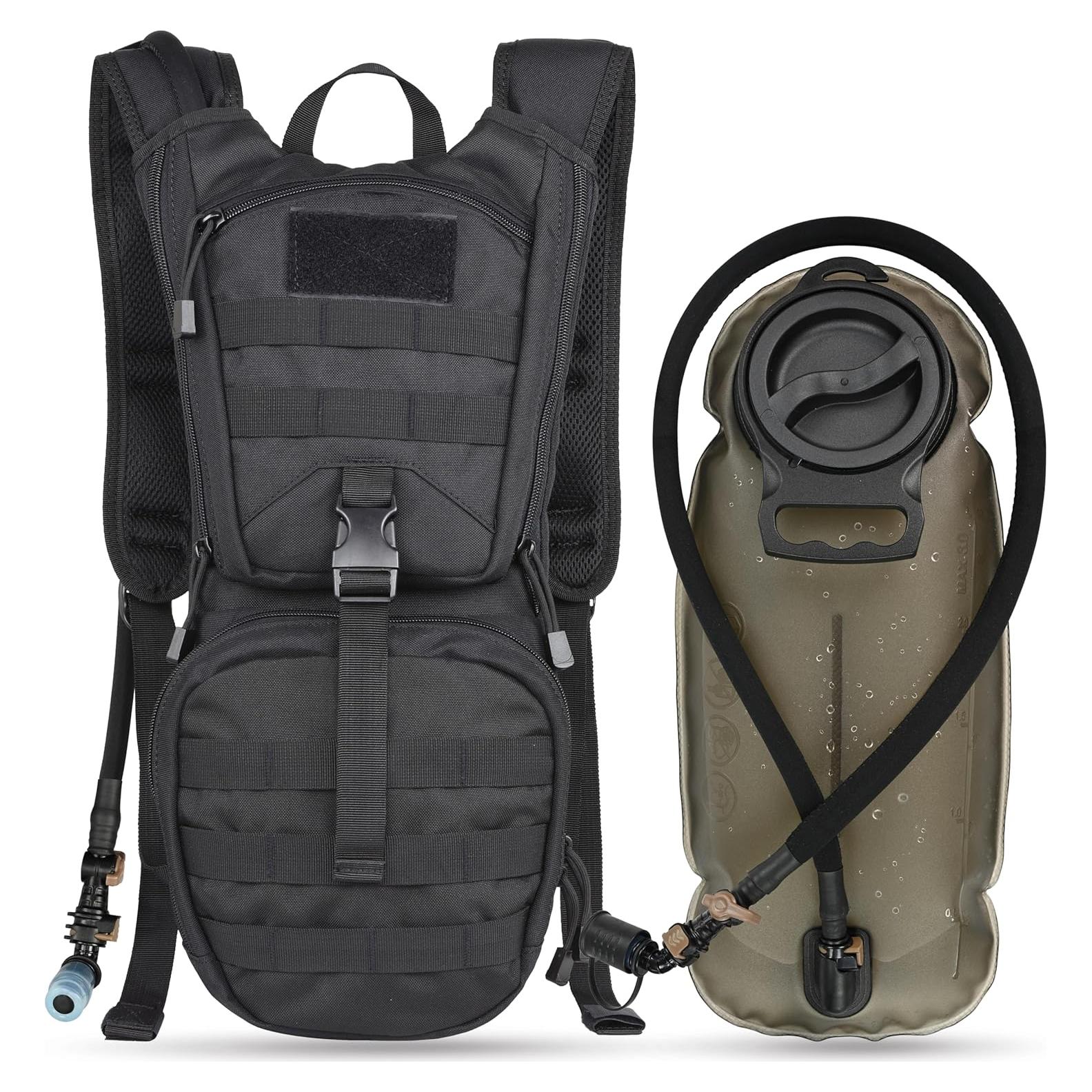 Mochila Táctica MARCHWAY con Bolsa de Agua 3L - Nylon Negro