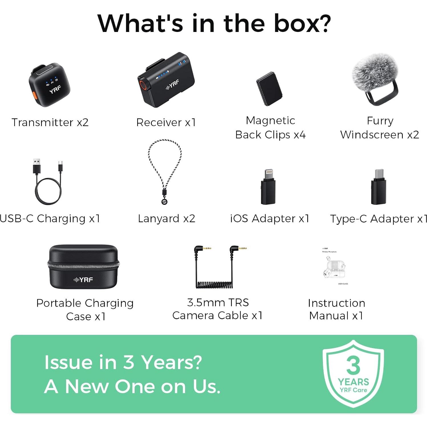 Micrófono Lavalier Inalámbrico YRF M15 con Estuche de Carga