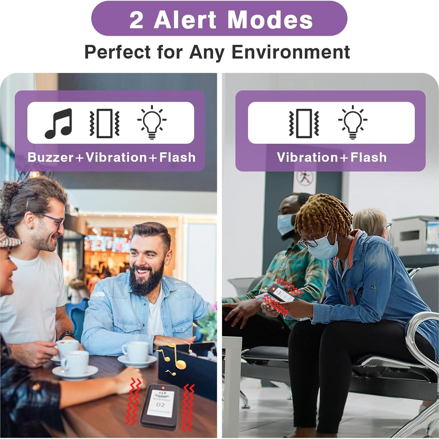 Sistema de Pagers Inalámbrico Daytech 10 Pagers - Buzzer y Vibración
