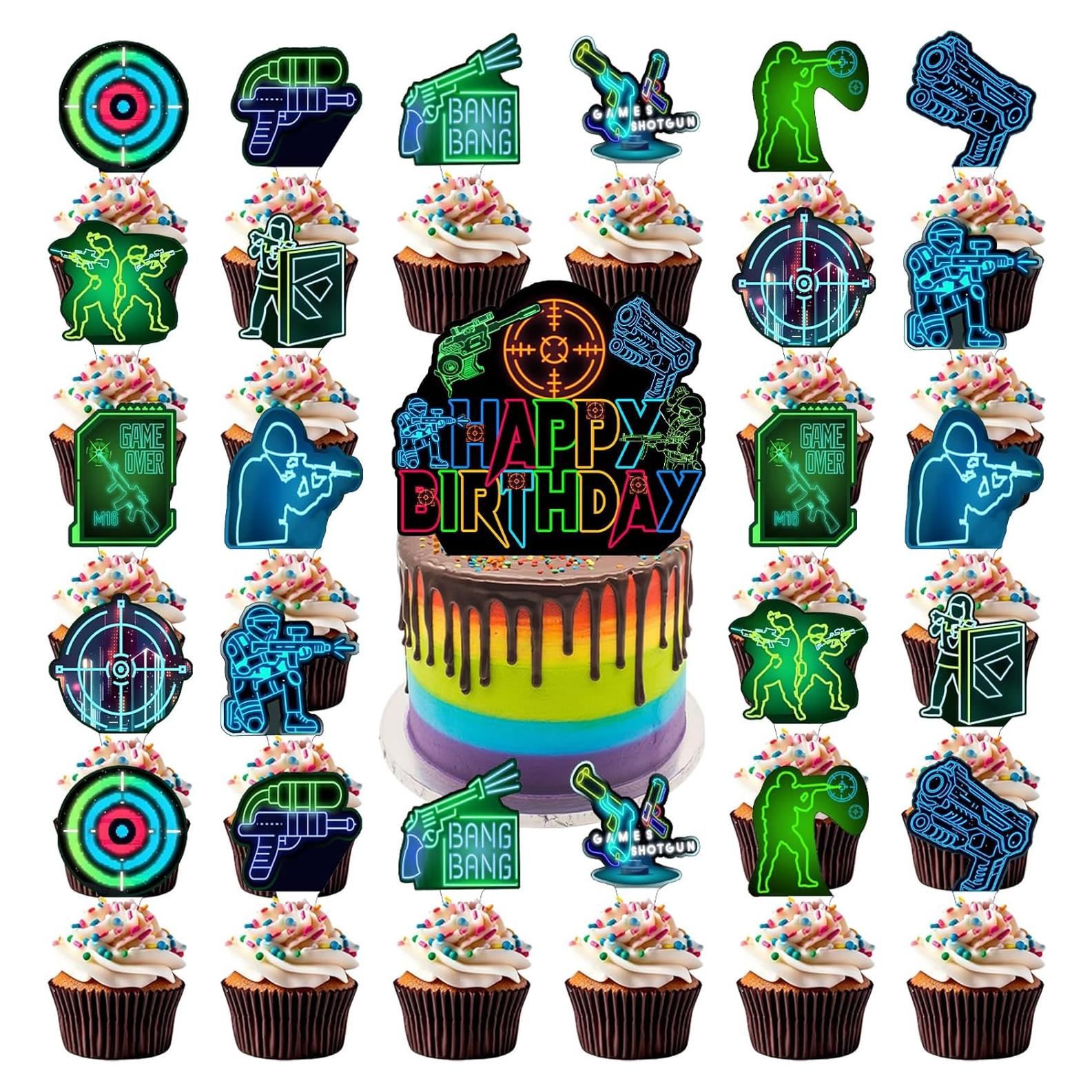 Decoraciones de Cupcakes Laser Tag QIan&CCaiLya - 36 Piezas