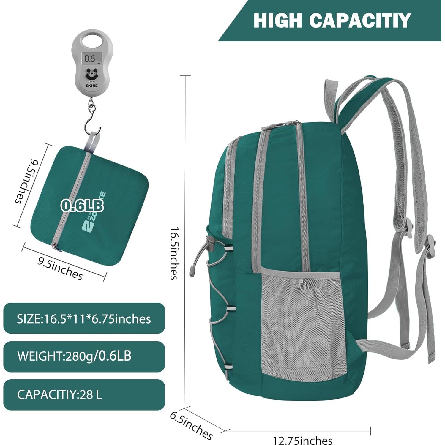 Mochila Plegable Impermeable ZOMAKE 28L Verde Oliva