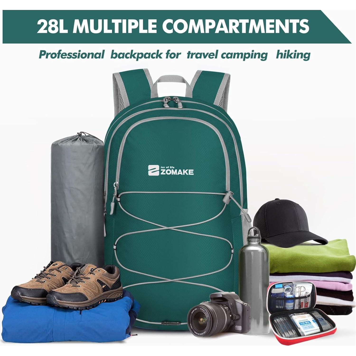 Mochila Plegable Impermeable ZOMAKE 28L Verde Oliva