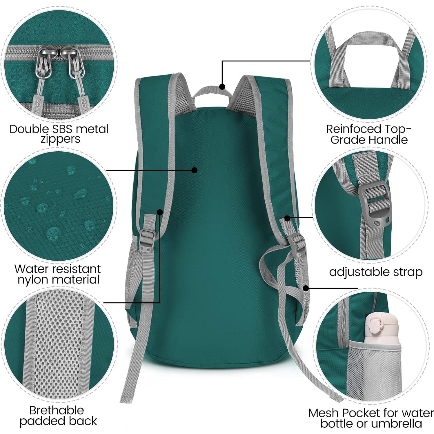 Mochila Plegable Impermeable ZOMAKE 28L Verde Oliva