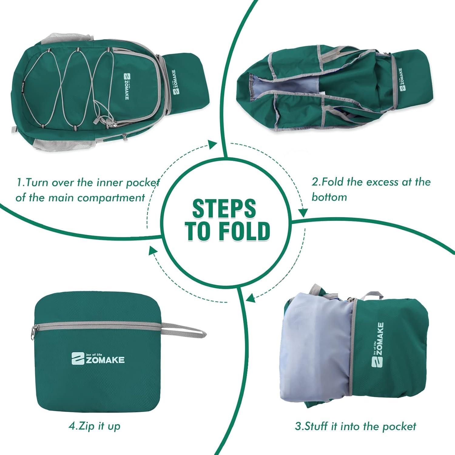 Mochila Plegable Impermeable ZOMAKE 28L Verde Oliva