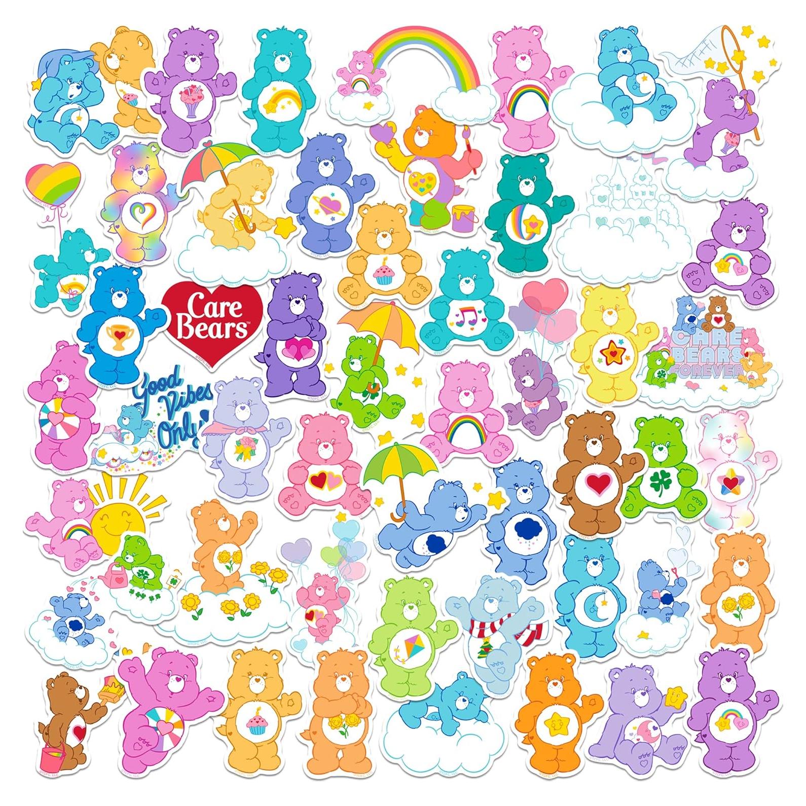 Paquete de 50 Stickers Vinilo Care Bears - Resistente al Agua