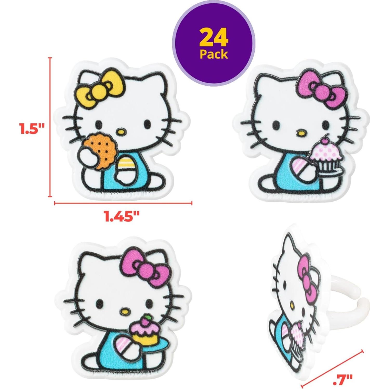 Anillos Decorativos para Cupcakes Hello Kitty DecoPac - 24 Piezas