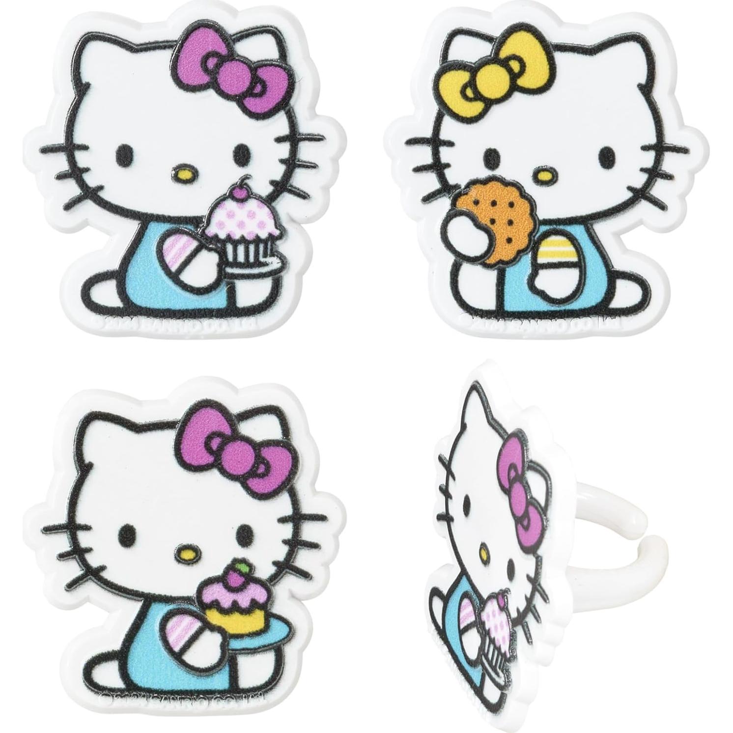 Anillos Decorativos para Cupcakes Hello Kitty DecoPac - 24 Piezas