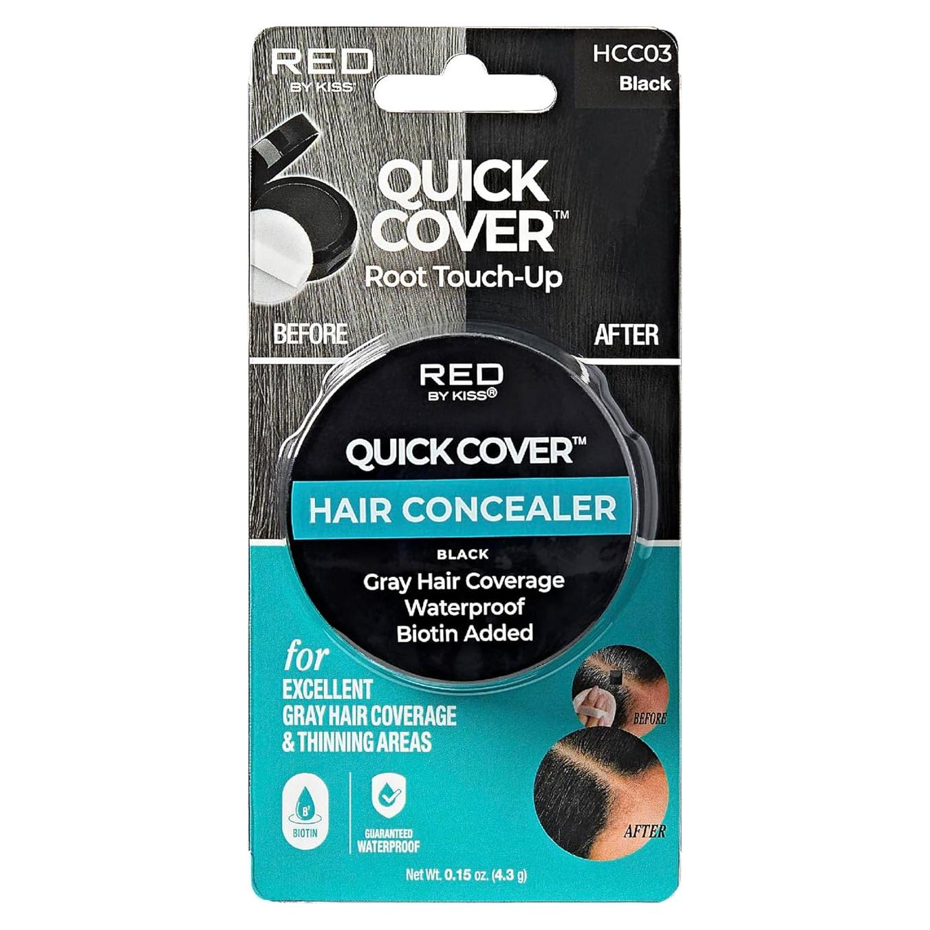 Cubierta Rápida para Cabello Red by Kiss - Negro, Biotina, Resistente al Agua