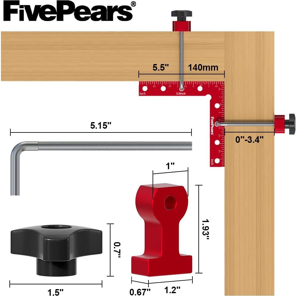 Abrazaderas de Ángulo Recto FivePears 14x14cm 2 Pack