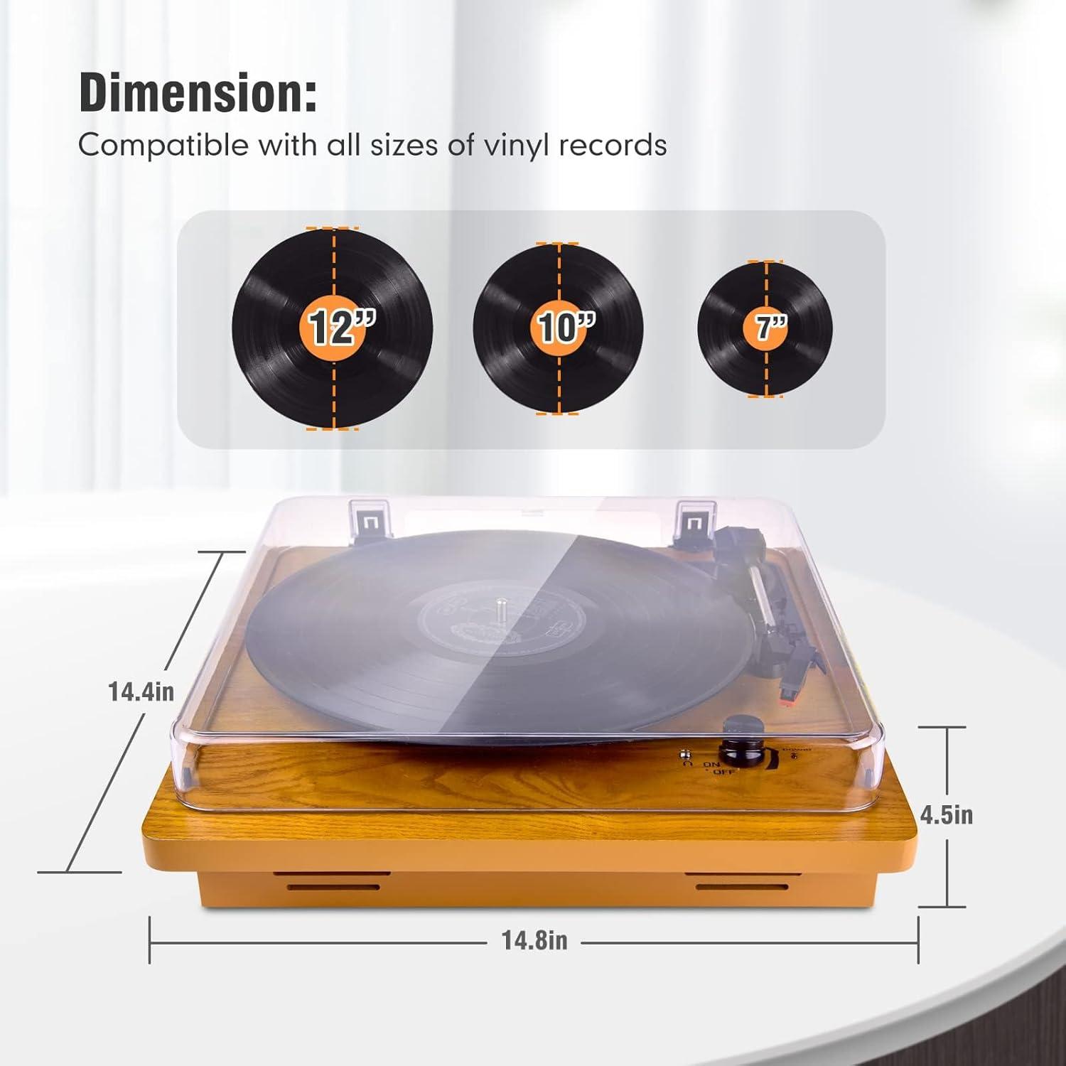 Reproductor de Vinilo Wrcibo de Madera Premium 3 Velocidades