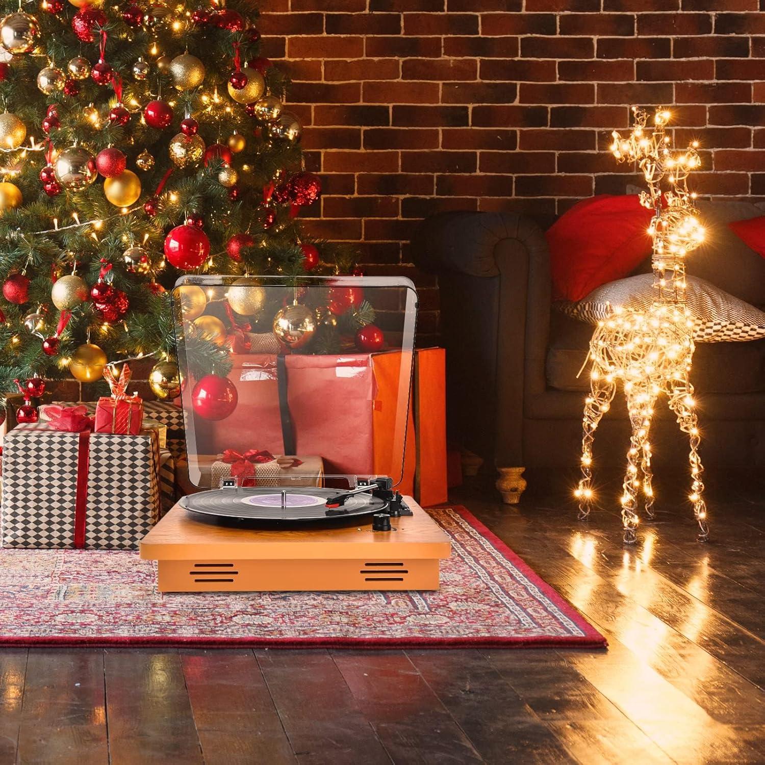 Reproductor de Vinilo Wrcibo de Madera Premium 3 Velocidades